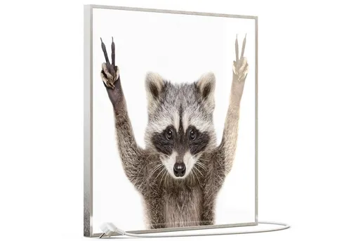 STEINFELD Heizsysteme Infrarotheizung, Glas Bild 350W-1200W, Inklusive Thermostat, 066 Waschbär