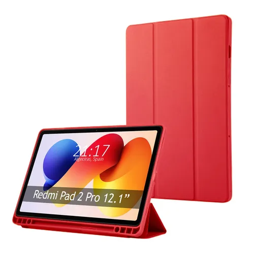 Tumundosmartphone Smart Buchhülle für Xiaomi Redmi Pad 2 Pro Rot TPU Alu-Finish