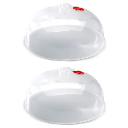 meberg PF11257 Mikrowellendeckel Set, 2 Stück, 25 cm, BPA-freier Kunststoff, Transparent, Spülmaschinenfest. Abdeckung Haube Mikrowelle Microwelle