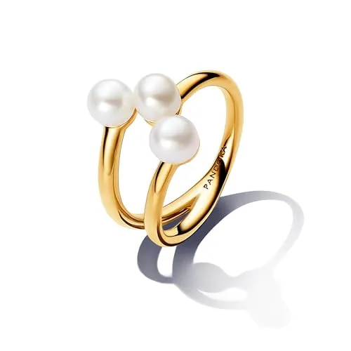 PANDORA 14k Gold-plated unique metal blend 163288C00 - Herzring aus 14k vergoldetem Metall, stilvolles Accessoire für Damen
