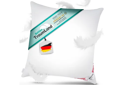 Canada Daunenkissen Plus Medium - Kopfkissen mit 100% Daunenfüllung, allergikergeeignet und perfekt zum Kuscheln, Maße 80x80 cm, Bezug aus 100% Baumwolle für höchsten Komfort.