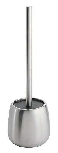 mDesign Toilettenbürste mit Halter – edle WC Bürstengarnitur aus gebürstetem Edelstahl - Praktische und stilvolle WC-Bürstengarnitur in gebürstetem Edelstahl. Die kompakte Form sorgt für Standfestigkeit und eignet sich ideal für kleine Räume. Hygienisch und leicht zu reinigen.