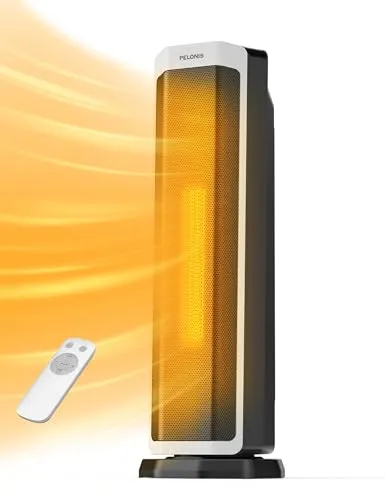 PELONIS Elektrischer Heizlüfter 2000W mit Fernbedienung - Schnelle 3S Aufheizung und 75° Oszillation für gleichmäßige Wärmeverteilung. Mit ECO Modus zur Energieeinsparung und präzisem Thermostat für individuelle Temperatureinstellungen.