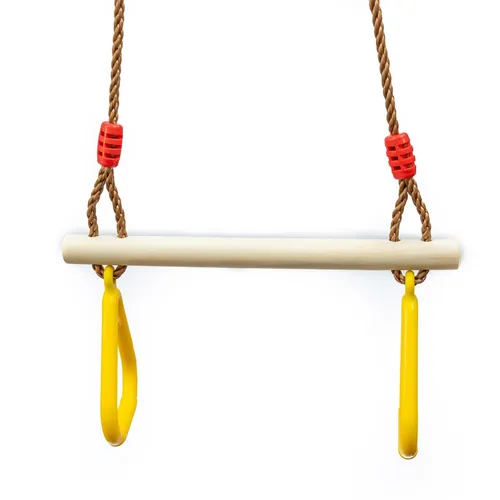 Multifunktions Trapez mit Kunststoffringen Gelb Hartholztrapez zum Aufhängen