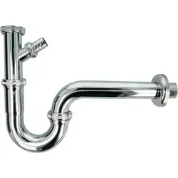tecuro Siphon Röhrengeruchsverschluss mit Geräteanschluss für Waschbecken - Siphon in silberfarben, ideal für Waschbecken mit zusätzlichem Geräteanschluss und effektiver Geruchsverschluss.
