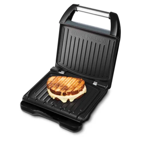 George Foreman Steel Family Fitnessgrill grau - 42 % weniger Fett, ideal für gesunde und köstliche Mahlzeiten für die ganze Familie