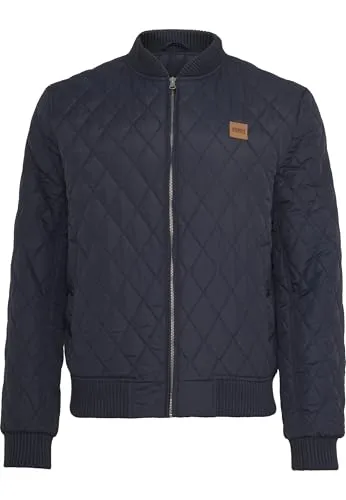 Urban Classics Herren Jacke Diamond Quilt Nylon Jacket TB862, Größe 5XL, Navy - Stylische Steppjacke von URBAN CLASSICS aus strapazierfähigem Nylon. Mit Druckknopf-Taschen und Rippstrickbündchen ideal für den Übergang und vielseitig kombinierbar.