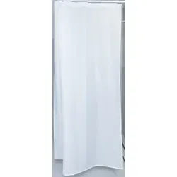 Textil Duschvorhang Weiss 240x200 cm - Duschvorhang in Weiss mit Gardinenband, 240x200 cm, waschbar bis 40°, inklusive Haken. Hochwertige Verarbeitung mit eingearbeitetem Beschwerungsband für perfekten Halt.