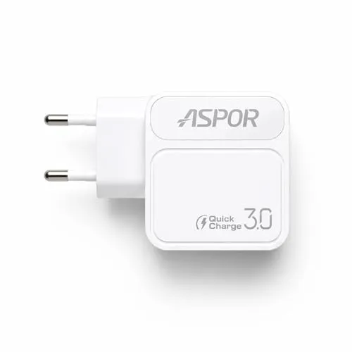 ASPOR 18W Schnellladegerät Quick Charge 3.0 mit USB-A auf USB-C Kabel 1 m – USB Ladegerät Fast Charger Netzteil für Samsung Galaxy S25/S24, Xiaomi, Huawei, Redmi, Motorola und weitere USB-C Geräte