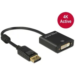 Delock 20cm Adapterkabel schwarz DisplayPort 1.2 Stecker > DVI Buchse - Monitorzubehör für den Anschluss eines DVI Monitors an mini DisplayPort, unterstützt Ultra HD (4K) für gestochen scharfe Bilder.