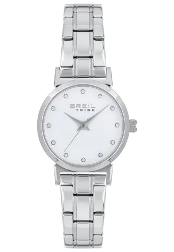 Breil Uhr Damen Bella Ziffernblatt Weiss Bewegung NUR Zeit Quartz e Bracelet Stahl Silber EW0612