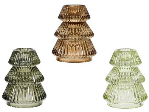 Decoris season decorations Teelicht Teelichthalter Glas mehrfarbig sortiert 8cm (1 Stück)