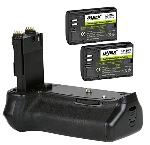 ayex Batteriegriff Kompatibel mit Canon EOS 6D Mark II wie BG-E21 + 2X LP-E6N Akku optimal zum fotografieren im Hochformat Akkugriff