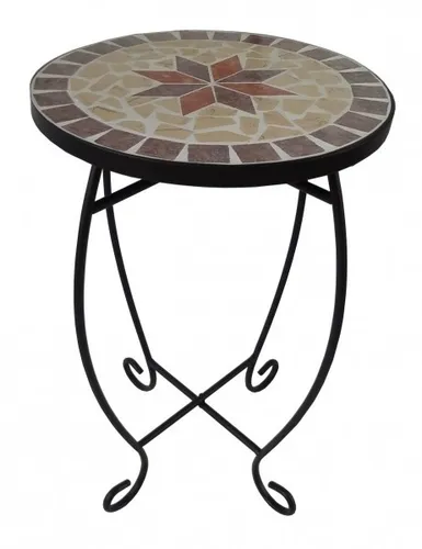 Mosaik Blumenhocker - Bunter Beistelltisch aus Metall - Hocker & Barhocker, runder Blumenhocker mit einzigartigem Mosaikdesign, ideal für Wohnzimmer und als dekorativer Akzent.