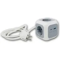 world-trading-net Steckdosenwürfel 4-fach + USB-A C mit 1,4m Kabel - Kompakter Steckdosenwürfel mit 4 Schutzkontakt-Steckdosen und 2 USB-Anschlüssen für bequemes Laden. Ideal für platzsparende Lösungen im Alltag, ausgestattet mit Überspannungsschutz.