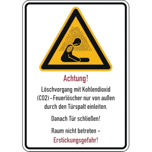 Dreifke® Aufkleber | Warnschild, Kombischild, Löschvorgang durch Türspa - 148x210 mm Folie selbstklebend