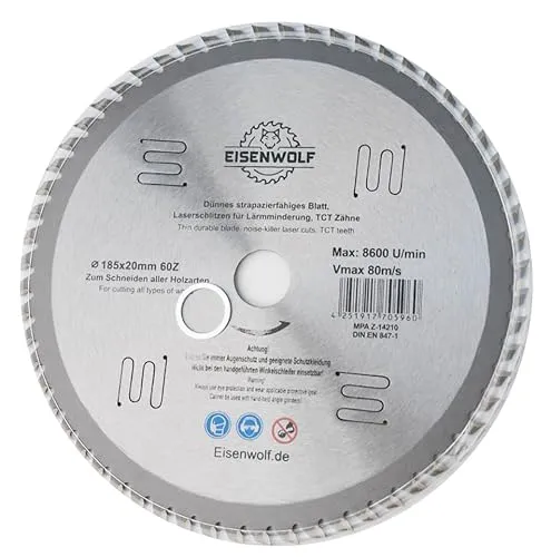 mm Sägeblatt Kreissägeblatt für Holz 185 x 20 mm 60 Zähne 185