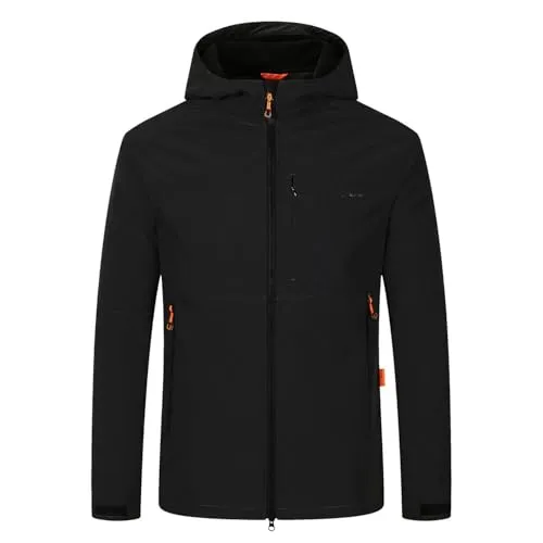 Blue Wave Herren Softshelljacke Mads mit Fleecefutter - Jacke mit angeschnittener Kapuze in Schwarz Größe 3XL