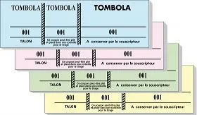 Tombola Tickets Tickets, nummeriert, 3 Stämme