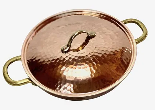 Copper Garden Kupferpfanne 24 cm mit Griffen + Deckel I Mit Zinn beschichtete Pfanne aus Kupfer zur idealen Wärmeleitung/-verteilung I Bratpfanne spülmaschinenfest & robust I 100% lebensmittelecht