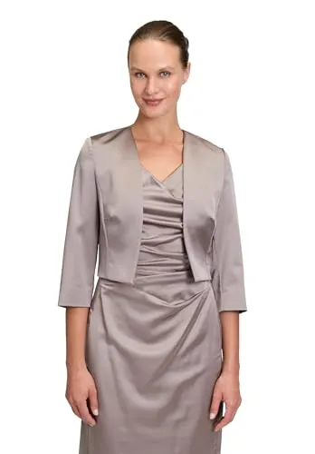 Vera Mont Damen Bolero 0059/4822, Braun, 46 EU - Eleganter Bolero für Damen mit V-Ausschnitt und Satin-Finish. Leicht taillierte Passform für optimalen Tragekomfort, ideal für Büro und besondere Anlässe.