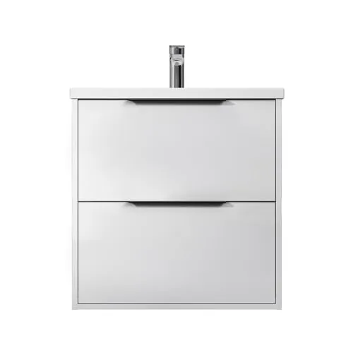 AM.PM Waschbeckenunterschrank Hängend mit Waschbecken, Badmöbel Set für Badezimmer & Gäste-WC, Waschtischunterschrank mit 2 Schubladen, 55 cm breit, Weiß glänzend, HIT (60 х 60 cm)