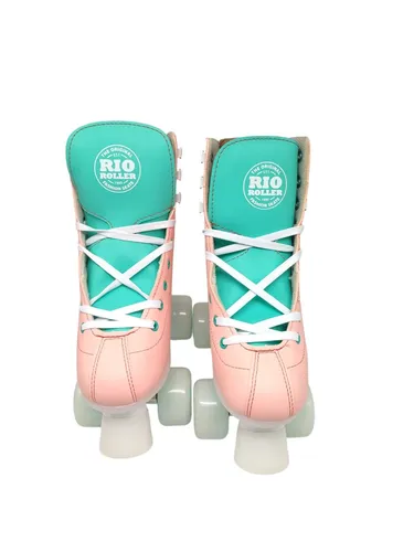 Rio Roller Script Retro-Rollschuhe Disco-Roller pfirsich/grün, 37