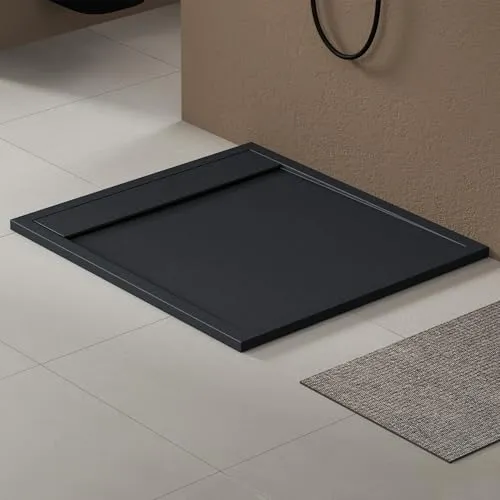 doporro Duschwanne Geoma10 - Rechteckige Duschtasse aus Mineralguss - Duschwanne aus Mineralguss, nahtlos und rutschfest, ideal für barrierefreie Montage. In verschiedenen Größen erhältlich, sorgt für schnellen Wasserabfluss und Sicherheit.