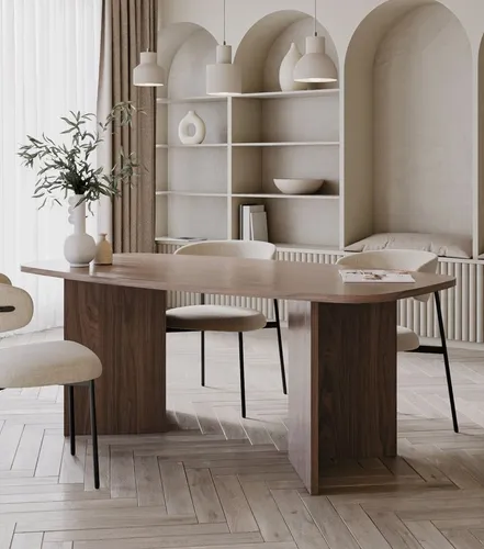 Selsey Piano Esstisch 190 cm – Rechteckig mit abgerundeten Ecken in Holzoptik Nussbaum - Der Selsey Piano Esstisch bietet mit 190 cm Platz für 6-8 Personen. Seine robuste Bauweise und die abgerundeten Kanten sorgen für eine harmonische Optik und hohe Stabilität – perfekt für gesellige Abende!