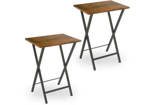 holz4home® Beistelltisch Klapptisch 2er Set I MDF Couchtisch Vintage I Industrial Klapptisch (2er Set), Klappbar