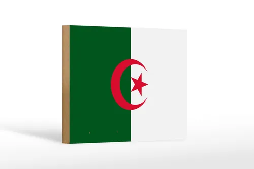 Holzschild Flagge Algeriens 18x12 cm Flag of Algeria Deko Schild