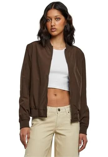 Urban Classics Damen Light Bomber Jacket – leichte Übergangsjacke im Regular Fit aus Polyester mit Reißverschluss und Rippbündchen für Freizeit und Streetwear,Brown,3XL