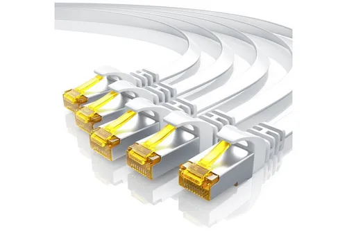 Primewire LAN-Kabel, CAT.7, RJ-45 (Ethernet) (100 cm), CAT 7 Flachband Gigabit Netzwerkkabel 10 Gbit/s Patchkabel flach 1m