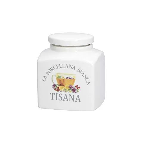 La Bianca PORCELLANA Container TISANA – Konserven, Gläser und Behälter – Küchentöpfe – Porzellan – 500 ccm, 9,5 x 9 x 10,5 cm