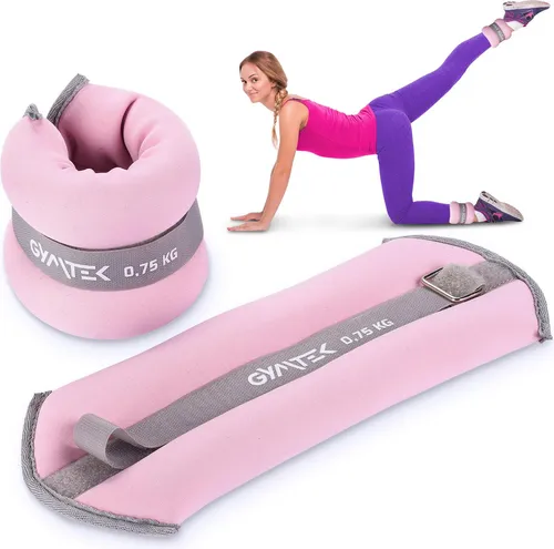 Gymtek® Gewichtsmanschetten - 2x 0,75 kg - Gewichte für Beine und Arme, Knöchelgewicht, Verstellbares Gewichte, Fußgewichte - Pilates, Krafttraining