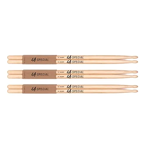 LA Specials Drumsticks | Schlagzeug Sticks | 7A Hickory Drumsticks, ovaler Holzkopf, drei Paare