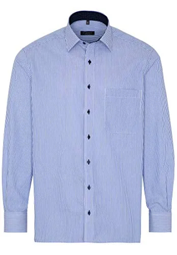 eterna Langarm Hemd Comfort FIT Twill gestreift, Hellblau/Weiss - Herrenhemd in bügelfreier Baumwolle, ideal für einen gepflegten Look im Büro oder Freizeit. Mit New Kent Kragen und praktischer Brusttasche.