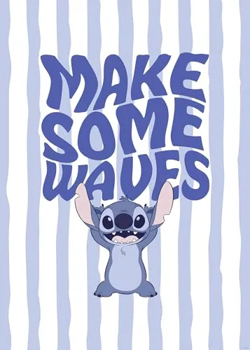 Komar Wandbild- Disney Lilo and Stitch Make Some Waves - Größe 50 x 70 cm - Poster, Kinderzimmer, Dekoration - gerollt ohne Rahmen, Blau