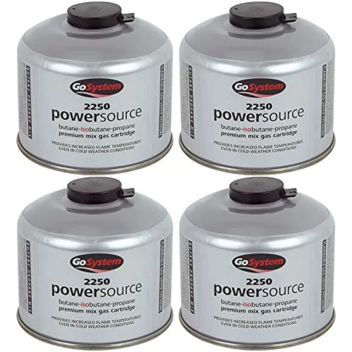 Go System Schraubkartusche Ventil Gas Kartusche Kocher Iso Butan/Propan 220 g 4 x