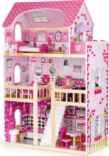 ECOTOYS Maryland Residenz Puppenhaus mit LED-Beleuchtung