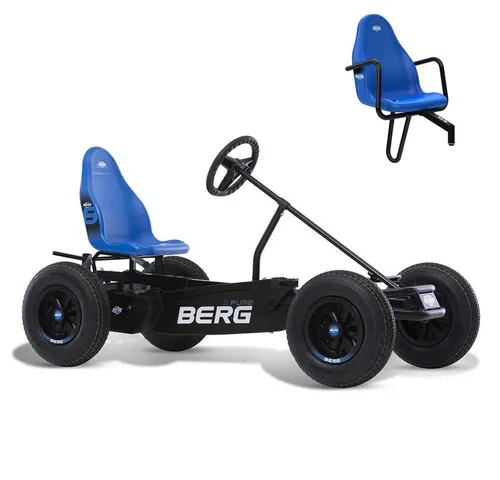 BERG Gokart XL B. Pure Blue mit Soziussitz - Go-Kart für Kinder ab 5 Jahren, robust und sicher mit BFR-System für einfaches Bremsen und Rückwärtsfahren. Verstellbarer Sitz für jahrelangen Fahrspaß!