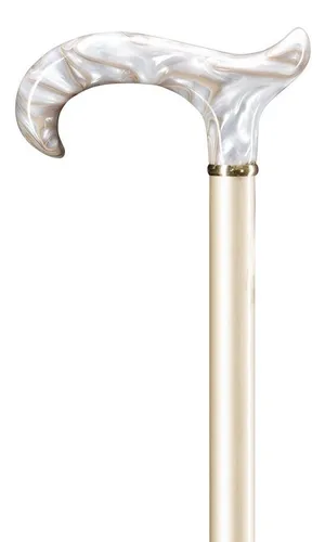 Stockshop Gehstock PERLMUTT mit Derbygriff und Messingring - Hochwertiger Gehstock aus Buche, belastbar bis 100 kg, ideal für sicheren Halt und Stil im Alltag.