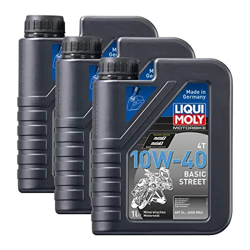 3x LIQUI MOLY 3044 Motorbike 4T Basic Street Motoröl Engine Oil 10W-40 1L