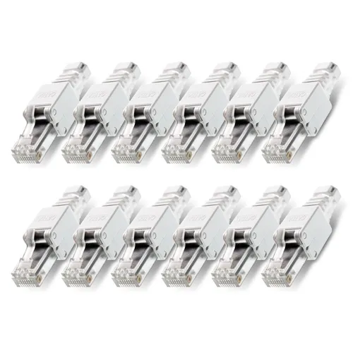 12x Netzwerkstecker CAT6A RJ45 Werkzeuglose Montage CAT 7 / 6 / 5 Netzwerk Kabel