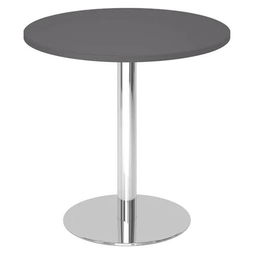 bümö Besprechungstisch 80 cm - Rundtisch für 2 Personen - Kinderschreibtische mit robuster Holzplatte, kratzfest und stabil durch verchromte Tischsäule. Ideal für Besprechungen oder kleine Esserunden.