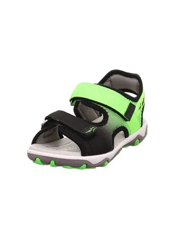 Superfit Mike 3.0 Sandale, Schwarz/Hellgrün 0000, 29 EU - Wanderschuhe mit chromfrei gegerbter Ledersohle und strapazierfähigem Textilfutter, ideal für Kinder mit optimaler Passform dank 2 Klettverschlüssen.