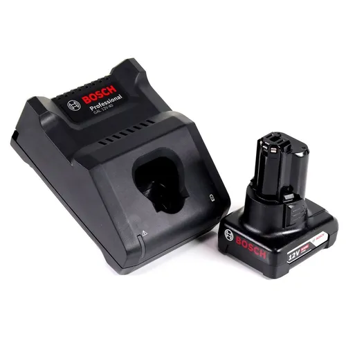 Bosch GAL 12V-40 Professional Schnell Ladegerät + 6,0 Ah Akku - Elektrowerkzeug-Ladegeräte mit Schnellladefunktion für 12 V Akkus, ideal für effizientes Arbeiten und schnelle Einsatzbereitschaft.