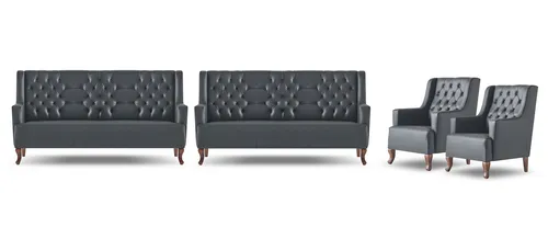 Chesterfield Sofas Set 3-Sitzer und Sessel in Schwarz - Elegantes Sofa-Set für das Wohnzimmer, bestehend aus 2x 3-Sitzer Sofas und 2 Sessel, stilvolle klassische Optik, robustes Holzgestell und pflegeleichter Polyesterbezug.