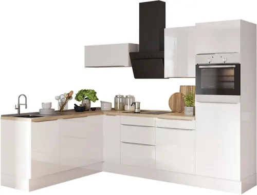 KOCHSTATION Winkelküche KS-Aken, wahlweise mit E-Geräten und Stellvariante Spüle links oder rechts