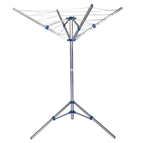 Wiltec Mobile Wäschespinne mit 4 Armen – 16 m Wäscheleine für Camping und Reisen